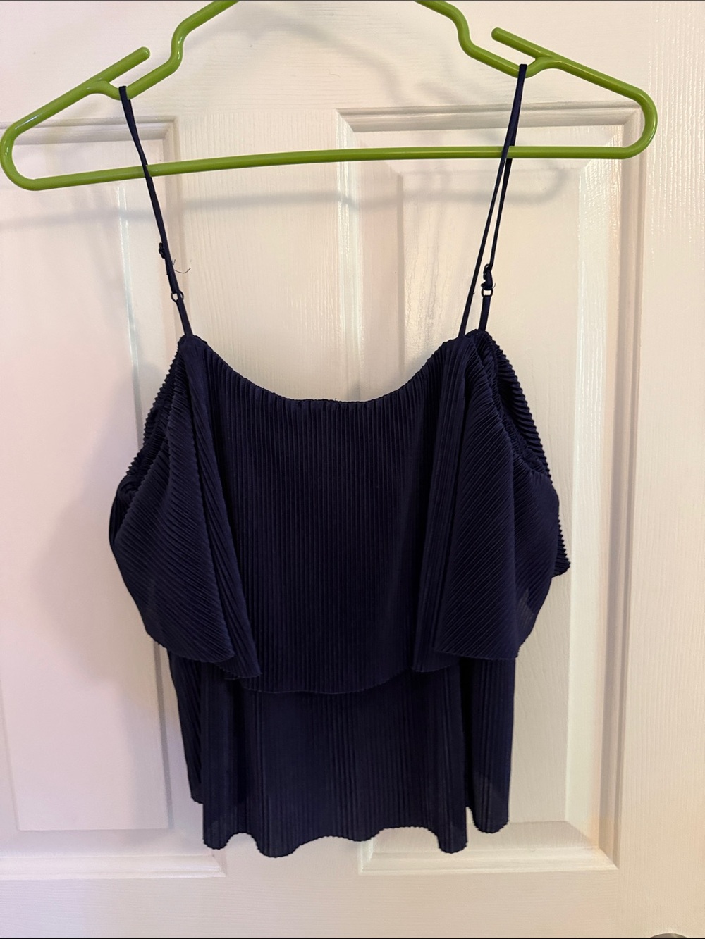 Elodie Dark Navy Pleated Ruffle Camisole